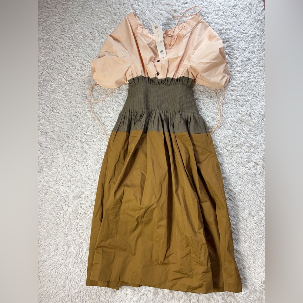 NWT $698 Tory Burch Off-shoulder Colorblock Poplin Dress - Picture 5 of 5
